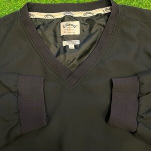 Vintage Callaway Golf Black Windbreaker Pullover Size XXL V-Neck Outerwear